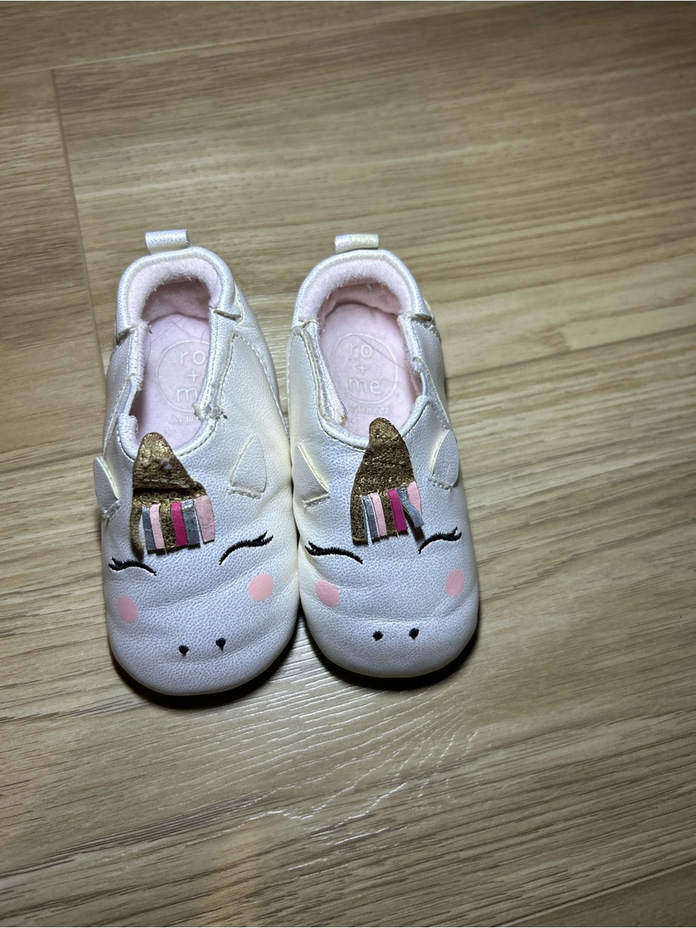 White Unicorn Slip-On Baby Shoes with Gold Horn